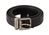 DOLCE & GABBANA BLACK EXOTIC LEATHER SILVER BUCKLE BELT