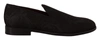 Dolce & Gabbana Black Floral Jacquard Slippers Loafers Shoes In Black