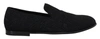 Dolce & Gabbana Black Floral Jacquard Slippers Loafers Shoes In Black