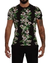 Dolce & Gabbana Black Floral Print Crewneck T-shirt In Black