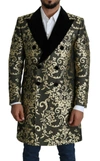 DOLCE & GABBANA BLACK GOLD JACQUARD LONG COAT SICILIA JACKET