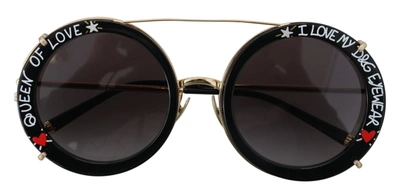 Dolce & Gabbana Black Gold Metal Frame Gradient Lens Sunglasses