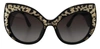 Dolce & Gabbana Black Gold Sequin Butterfly Polarized Dg4326 Sunglasses In Black