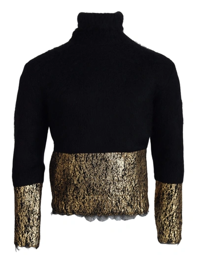 Dolce & Gabbana Black Gold Turtleneck Mohair Pullover S Sweater