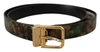 Dolce & Gabbana Black Green Leather Bronze Metal Buckle Belt In Green