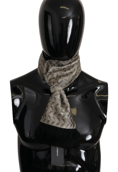 Dolce & Gabbana Black Grey Geometric Patterned Shawl Fringe