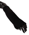 DOLCE & GABBANA BLACK KNITTED FINGERLESS ELBOW LENGTH GLOVES