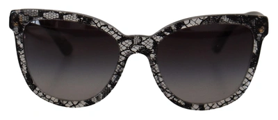 Dolce & Gabbana Black Lace White Acetate Frame Shades Dg4190 Sunglasses