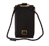 Dolce & Gabbana Black Leather Logo Plaque Neck Strap Card Coin Wallet In Black