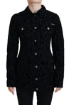Dolce & Gabbana Black Leopard Long Sleeve Denim Cotton Jacket In Black
