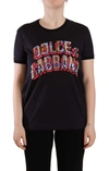 DOLCE & GABBANA BLACK LOGO PRINT COTTON CREW NECK TEE T-SHIRT