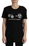 Dolce & Gabbana Black Logo Motive Crewneck Cotton T-shirt In Black