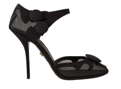Dolce & Gabbana Black Mesh Ankle Strap Stiletto Pumps Shoes