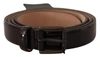 DOLCE & GABBANA BLACK PATENT LEATHER LOGO METAL WAIST BUCKLE BELT