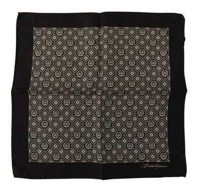 Dolce & Gabbana Black Patterned Dg Logo Square Handkerchief Scarf