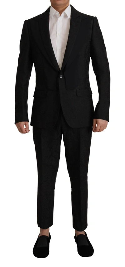 DOLCE & GABBANA BLACK POLYESTER FORMAL 2 PIECE MARTINI SUIT