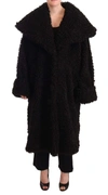 DOLCE & GABBANA BLACK POLYESTER FUR TRENCH COAT JACKET