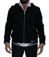 Dolce & Gabbana Black Polyester Hooded Full Zip Jacket In Black