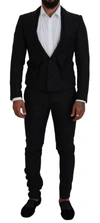 DOLCE & GABBANA BLACK POLYESTER MEN 2 PIECE MARTINI SUIT