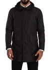 Dolce & Gabbana Black Polyester Hooded Parka Coat Jacket In Black