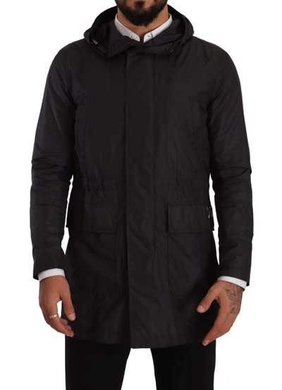 Dolce & Gabbana Black Polyester Hooded Parka Coat Jacket