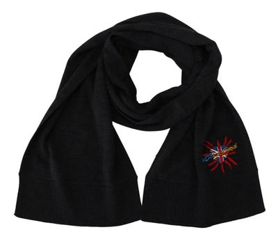 DOLCE & GABBANA BLACK SACRED HEART #DGLOVESLONDON WRAP SCARF