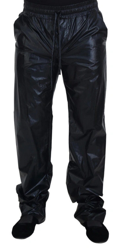 Dolce & Gabbana Black Shining Drawstring Trouser Nylon Pants
