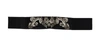 DOLCE & GABBANA BLACK SILK BRASS CRYSTAL EMBELLISHED WAIST BELT