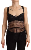 DOLCE & GABBANA BLACK SILK LACE BABYDOLL NYLON LINGERIE TOP