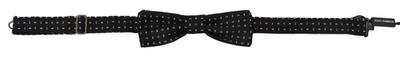 DOLCE & GABBANA BLACK SILK PATTERNED NECK PAPILLON ACCESSORY BOW TIE