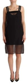 Dolce & Gabbana Black Silk Stretch Crystal Sheath Mini Dress In Black