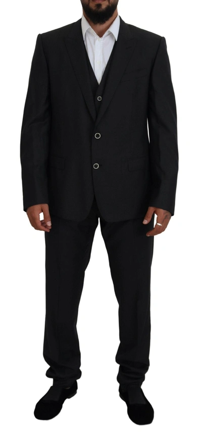 Dolce & Gabbana Black Single Breasted 3 Piece Martini Suit