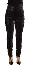 Dolce & Gabbana Black Silver Lurex Thread Cotton Stretch Pants In Black
