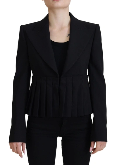 Dolce & Gabbana Black Single Breasted Fit Blazer Wool Jacket