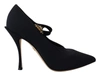 DOLCE & GABBANA BLACK SOCKS STRETCH CRYSTAL PUMPS SHOES