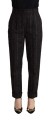 Dolce & Gabbana Black Striped High Waist Tapered Pants In Black