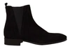 DOLCE & GABBANA BLACK SUEDE LEATHER CHELSEA  BOOTS SHOES