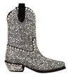 DOLCE & GABBANA BLACK SUEDE STRASS CRYSTAL COWGIRL BOOTS