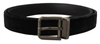 DOLCE & GABBANA BLACK VELVET SILVER TONE LOGO METAL BUCKLE BELT