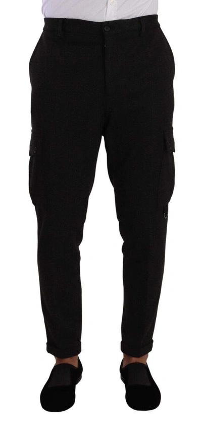 Dolce & Gabbana Black Viscose Cargo Skinny  Trouser Trousers