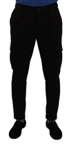 DOLCE & GABBANA BLACK VISCOSE SKINNY CARGO TROUSER PANTS