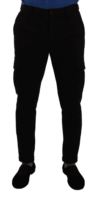 Dolce & Gabbana Black Viscose Skinny Cargo Trouser Trousers