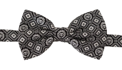 Dolce & Gabbana Black White 100% Silk Adjustable Neck Papillon Tie
