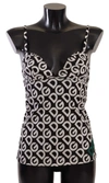 Dolce & Gabbana Black White Logo Print Camisole Top Underwear In Black,white