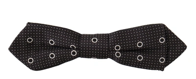 Dolce & Gabbana Black White Polka Dot 100% Silk Neck Papillon Tie