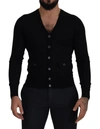 Dolce & Gabbana Black Wool Button Down Men Cardigan Sweater In Black