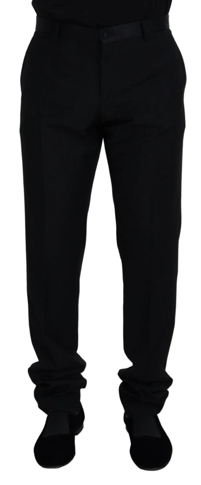 Dolce & Gabbana Black Wool Chino Formal Pants