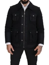 DOLCE & GABBANA BLACK WOOL COLLARED FULL ZIP JACKET