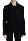 Dolce & Gabbana Black Wool Knitted Button Down Collar Jacket In Black