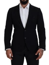 Dolce & Gabbana Black Wool Crown Slim Fit Jacket Blazer In Black